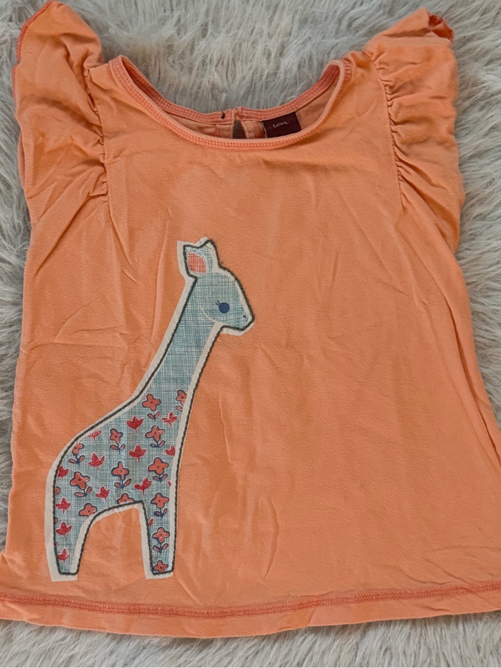 Tea Collection - Giraffe Ruffle Sleeve Top Toddler Girls Size 2T